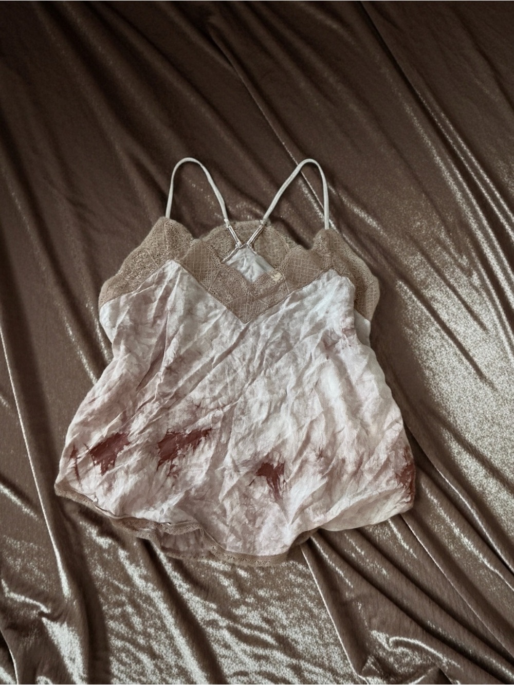 NWOT- Lovestitch Blush Pink Lace Trim Cami Tank Medium Boho Romantic